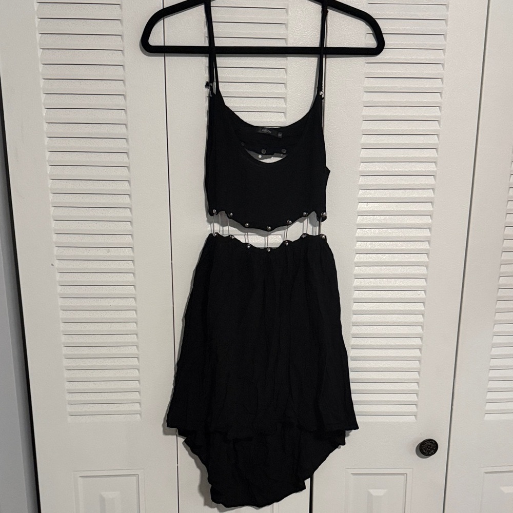Black Cutout Crop Top & High-Low dress